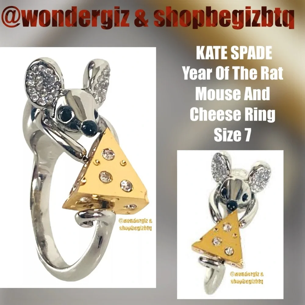 KATE SPADE Authentic Year Of The Rat Mouse And Cheese Ring Size 7